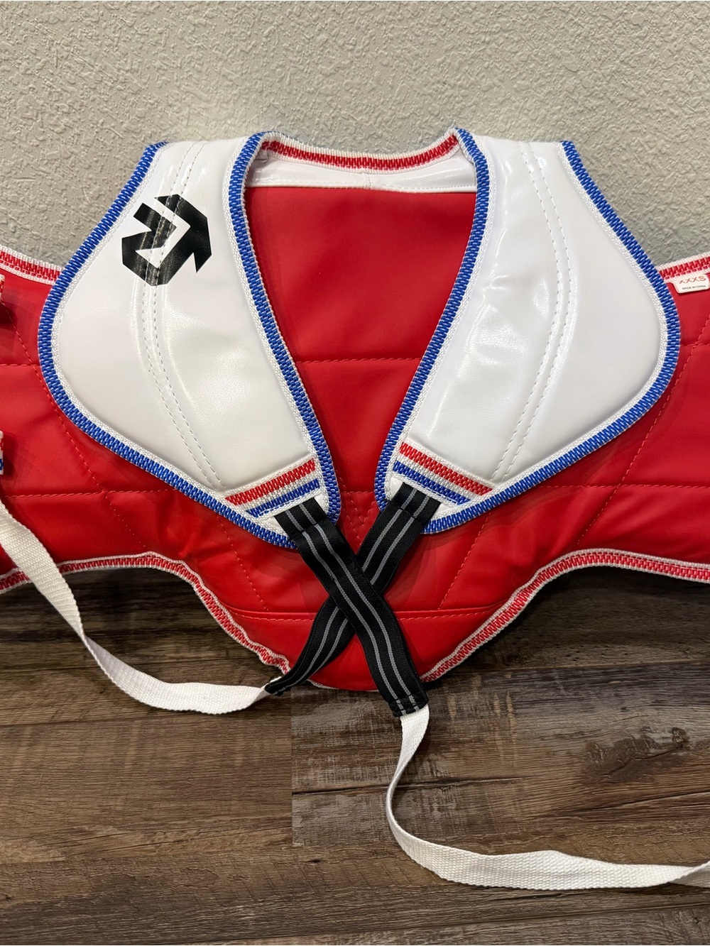 Kids Unisex Taekwondo Chest Protector Guard, Red/White/Blue, Size XXXS